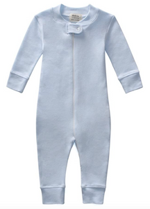 100% Organic Cotton Zip Footless Pajamas - Blue