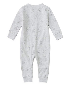 100% Organic Cotton Zip Footless Pajamas - Gray Rabbit