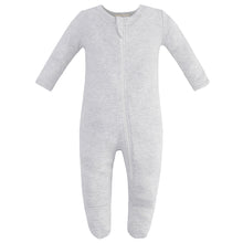 Load image into Gallery viewer, 100% Cotton Zip Footed Pajamas - 2 Pack - Blue Star &amp; Grey Melange