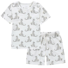 Load image into Gallery viewer, 100% Organic Cotton Toddler Summer 2 Piece short sleeve Pajama Set - Cheetah