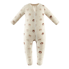 Load image into Gallery viewer, 100% Cotton Footed Zip Pajamas - 2 pack - Mini Bears &amp; Beige