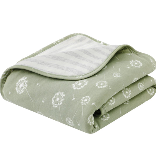 Owlivia Premium Organic Cotton Baby Blanket, Neutral Toddler Blanket with Soft Polyester Fill – Reversible Baby Infant Quilt 30"x40", Crib & Stroller Blanket(Dandelion)