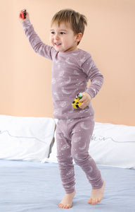 100% Organic Cotton Toddler 2 Piece Pajama Set - Mauve Feather