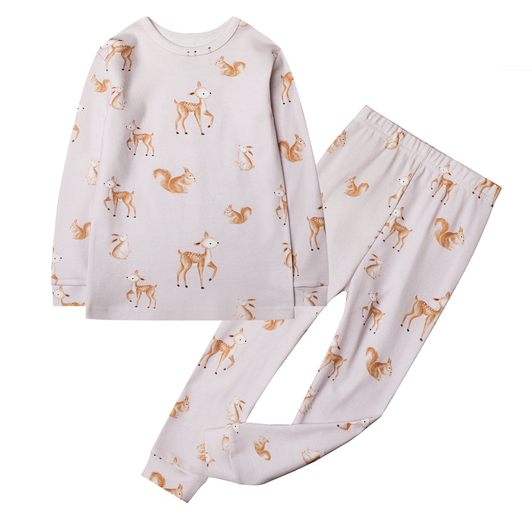 100% Organic Cotton Toddler 2 Piece Pajama Set - Deer