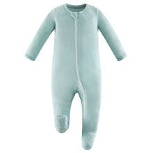 Load image into Gallery viewer, Bamboo Long Sleeve Zip Footed Pajamas - Seafoam