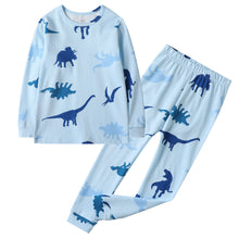 Load image into Gallery viewer, 100% Organic Cotton Toddler 2 Piece Pajama Set - Blue Dinosaur