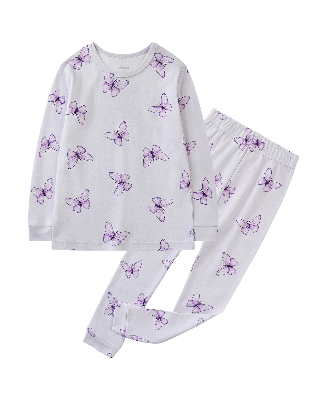 100% Organic Cotton Toddler 2 Piece Pajama Set - Lavender Butterfly