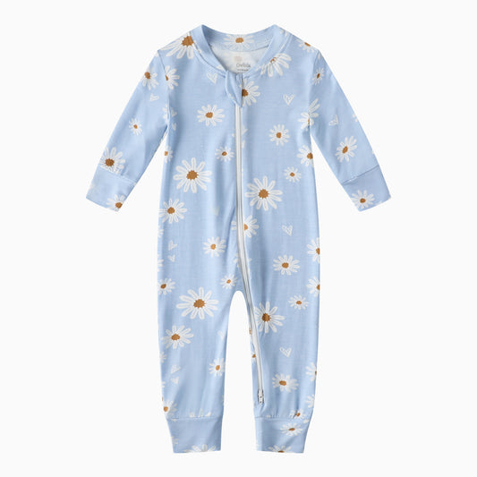 Bamboo Viscose Long Sleeve Zip Footless Baby Pajamas - Daisy