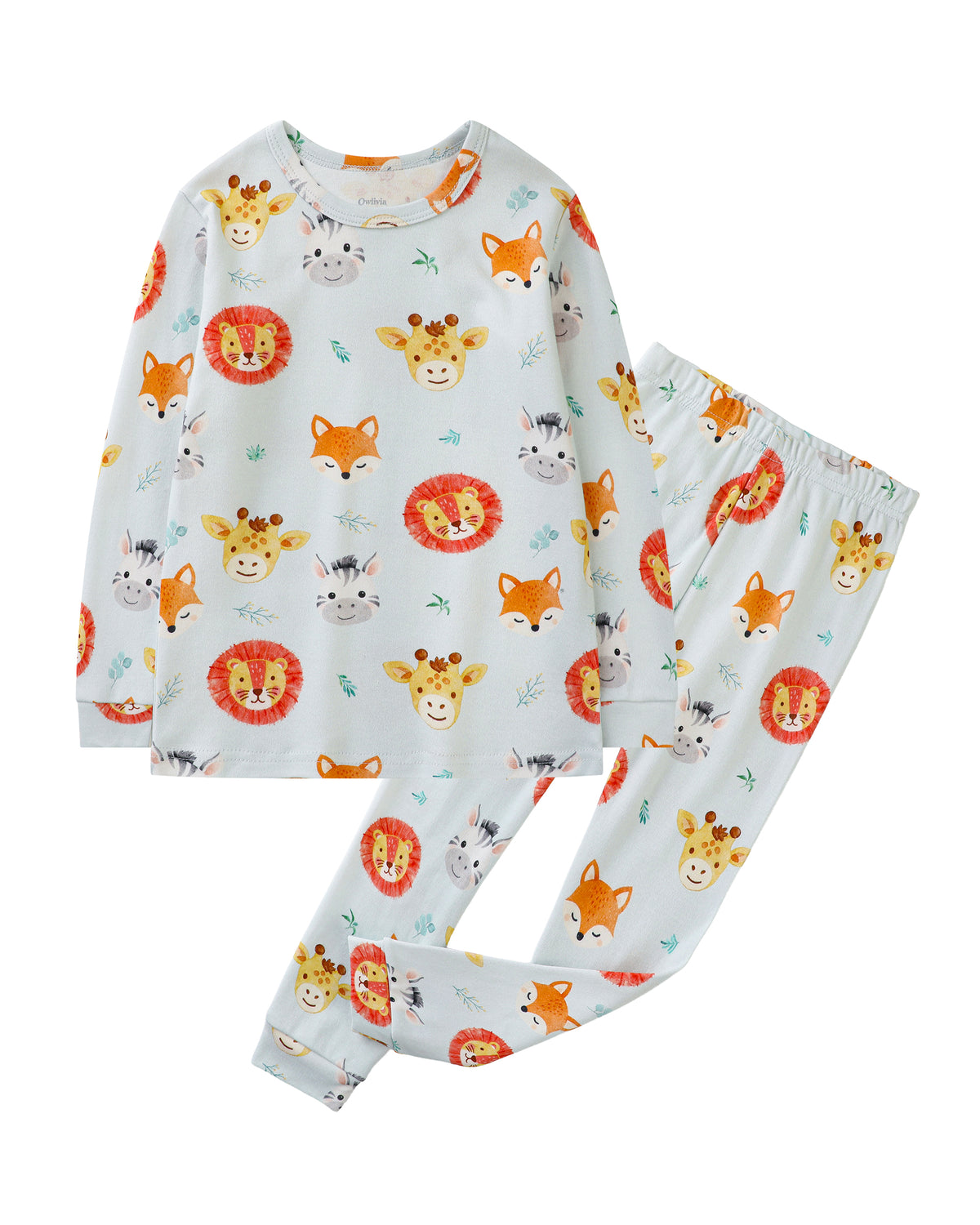 100% Organic Cotton Toddler 2 Piece Pajama Set - Pistachio Green Safari