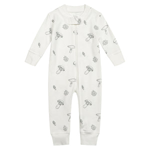 100% Organic Cotton Zip Footless Pajamas - Mushroom