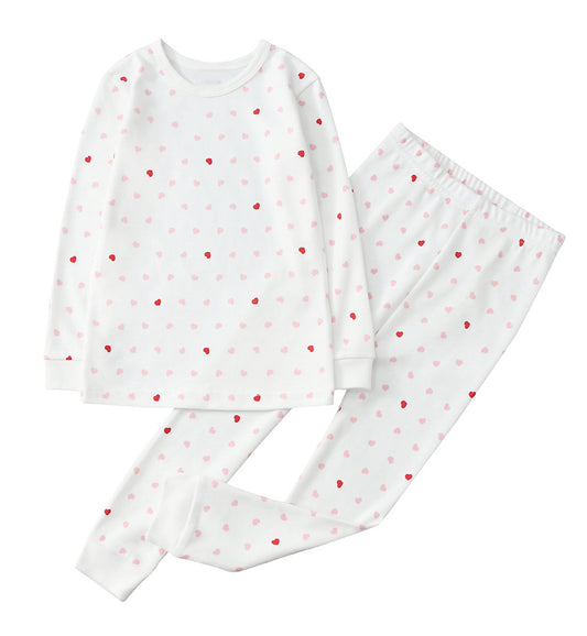 100% Organic Cotton Toddler 2 Piece Pajama Set - Pink Hearts