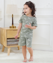 Load image into Gallery viewer, 100% Organic Cotton Toddler Summer 2 Piece short sleeve Pajama Set - Green Feather