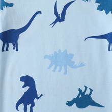 Load image into Gallery viewer, 100% Organic Cotton Zip Footless Short Sleeve Pajamas - Blue Dinosaur &amp; Tie Dye Dark Navy