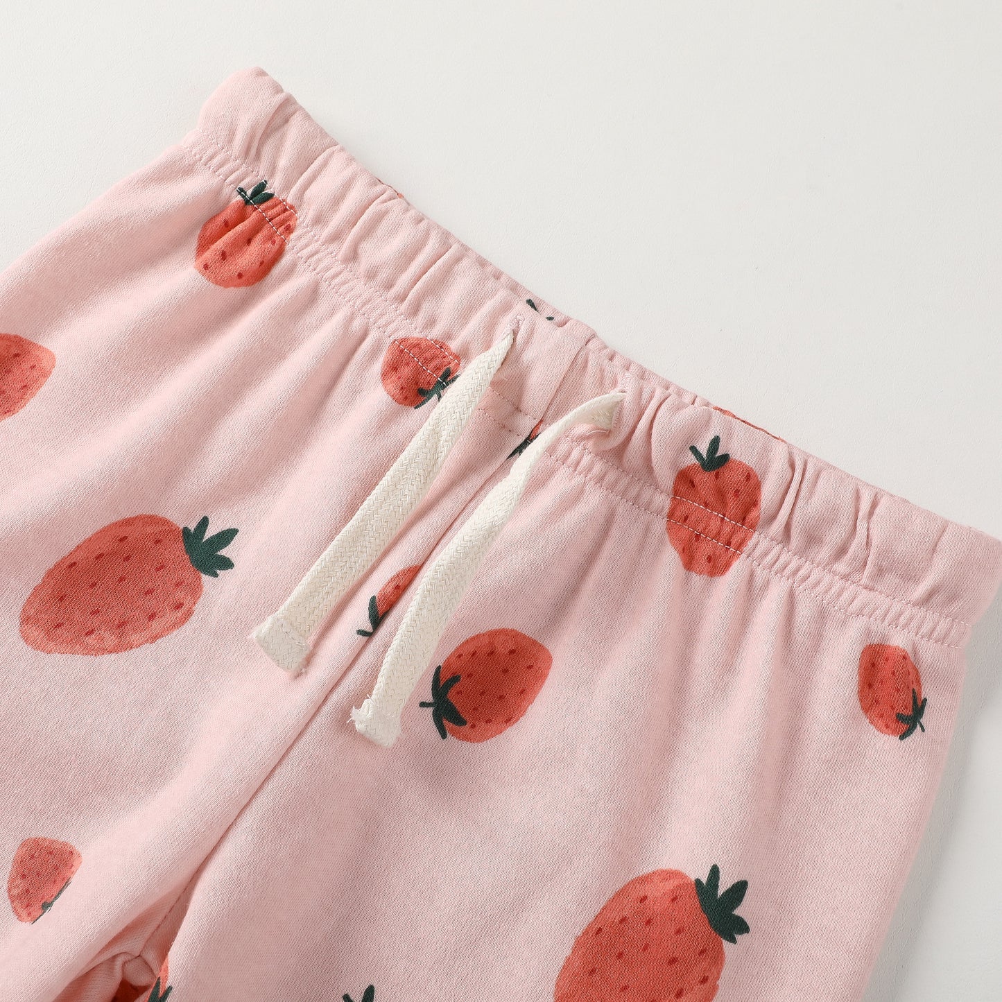 100% Organic Cotton Toddler Summer 2 Piece short sleeve Pajama Set - Pink Strawberry