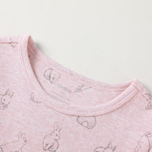 Load image into Gallery viewer, 100% Organic Cotton Toddler Summer 2 Piece short sleeve Pajama Set - Pink Rabbit