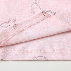 100% Organic Cotton Toddler Summer 2 Piece short sleeve Pajama Set - Pink Rabbit