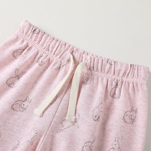 100% Organic Cotton Toddler Summer 2 Piece short sleeve Pajama Set - Pink Rabbit