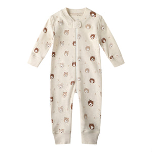 100% Cotton Footless Zip Pajamas - 2 pack - Mini Bears&beige