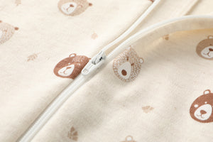 100% Cotton Footless Zip Pajamas - 2 pack - Mini Bears&beige