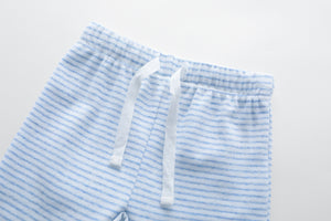 100% Cotton Footed Joggers - 2 pack - White & Blue Stripes