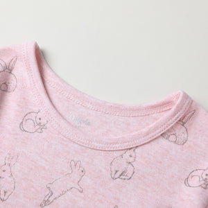 100% Organic Cotton Toddler 2 Piece Pajama Set - Pink Rabbit