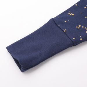 100% Organic Cotton 1.0 Tog Sleeping Bag with Legs Sleeveless Wearable Blanket- Starry Sky