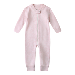 100% Cotton Footless Zip Pajamas - 2 pack - Pink Hearts & Pink Melange