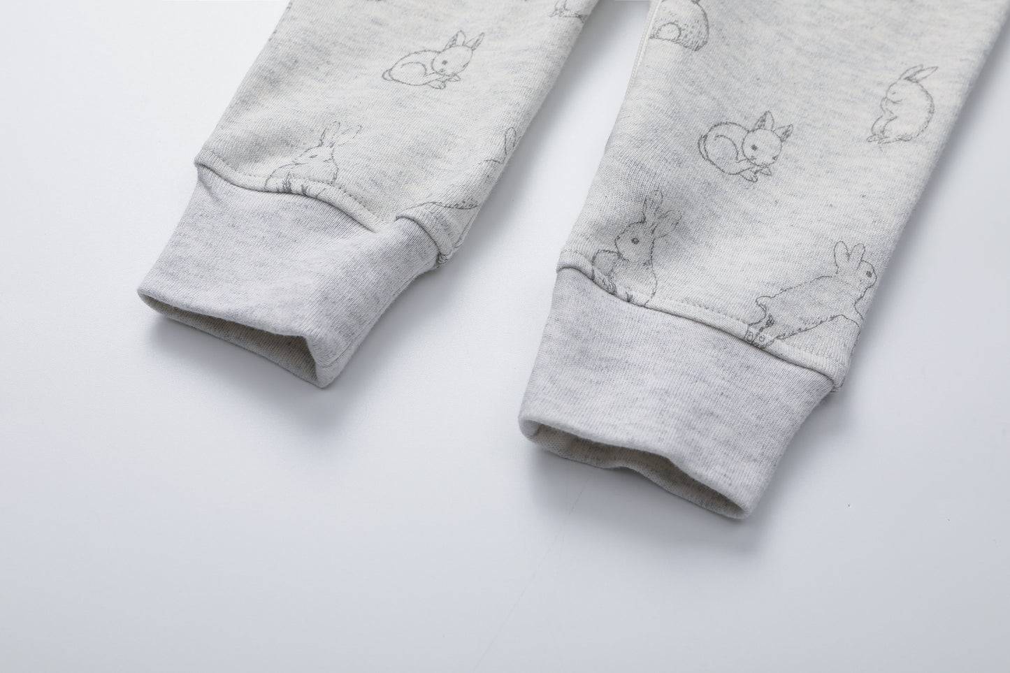 100% Organic Cotton Zip Footless Pajamas - Gray Rabbit