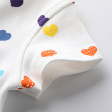 Load image into Gallery viewer, 100% Organic Cotton Zip Footless Short Sleeve Pajamas - Short Rainbow Hearts