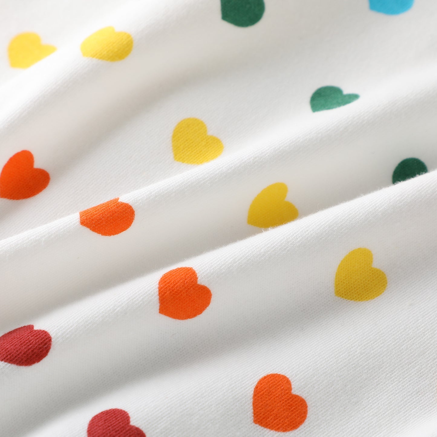 100% Organic Cotton Zip Footless Short Sleeve Pajamas - Short Rainbow Hearts