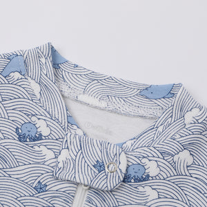 100% Cotton Footless Zip Pajamas - 2 pack - Wave & Navy