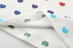 100% Organic Cotton Toddler Summer 2 Piece short sleeve Pajama Set -Rainbow Hearts