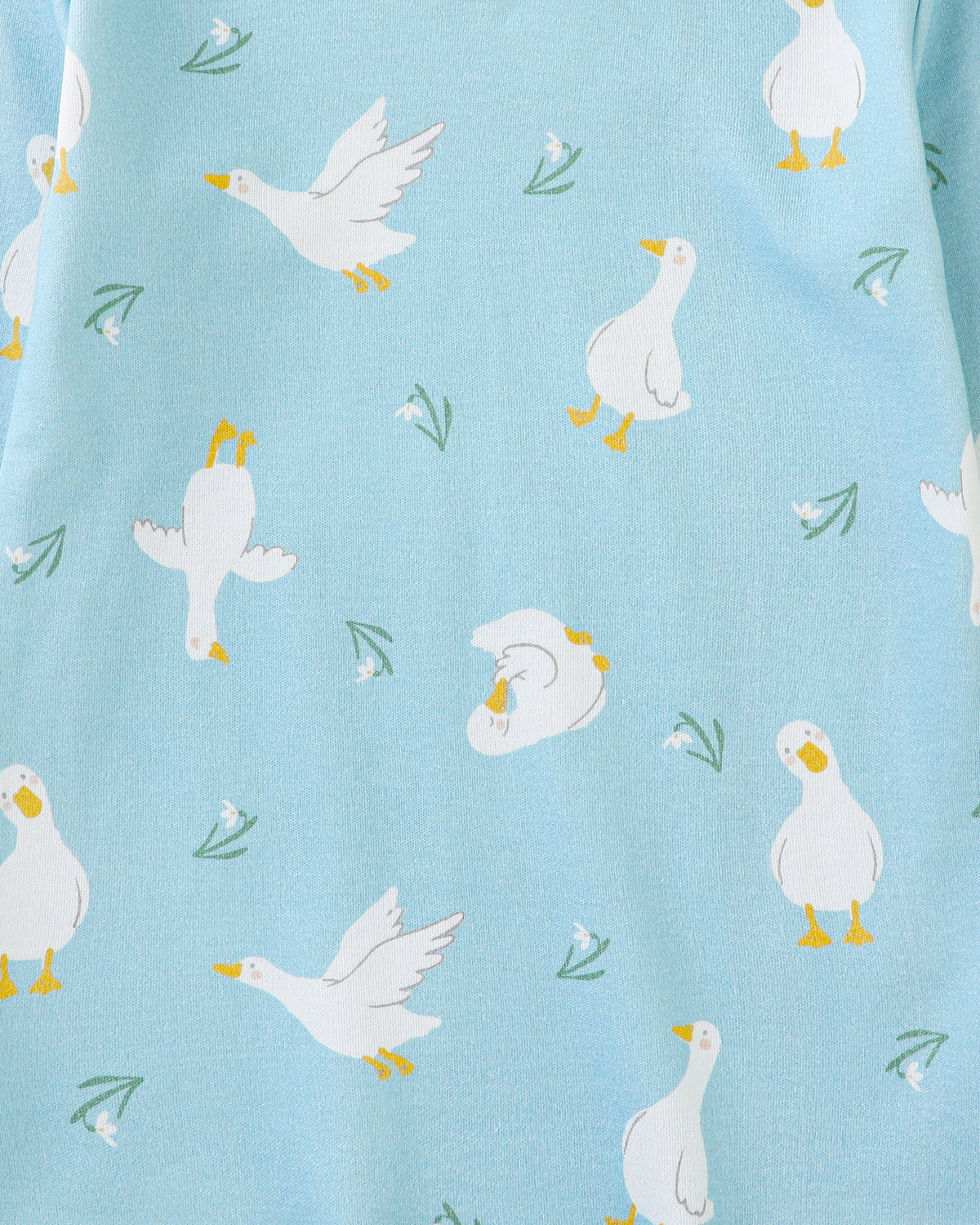 100% Organic Cotton Toddler 2 Piece Pajama Set - White Goose Print