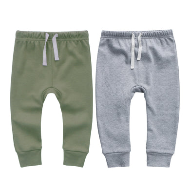 100% Cotton Joggers - 2 pack - Sage and Grey Melange