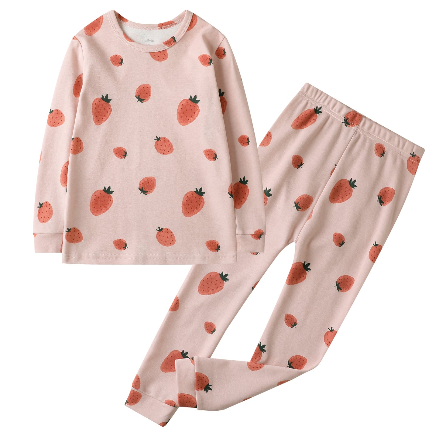 100% Organic Cotton Toddler 2 Piece Pajama Set - Pink Strawberry