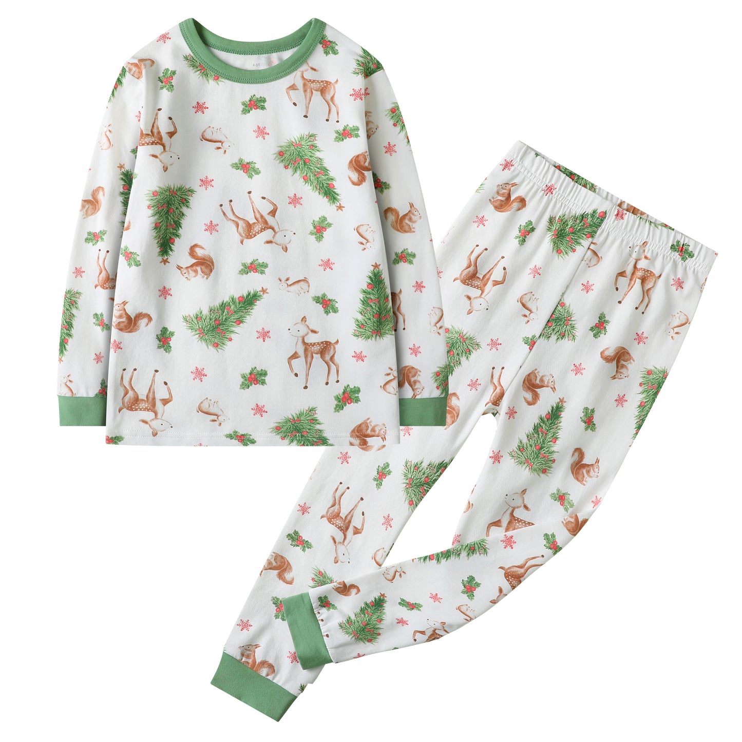 100% Organic Cotton Toddler 2 Piece Pajama Set - Christmas Tree