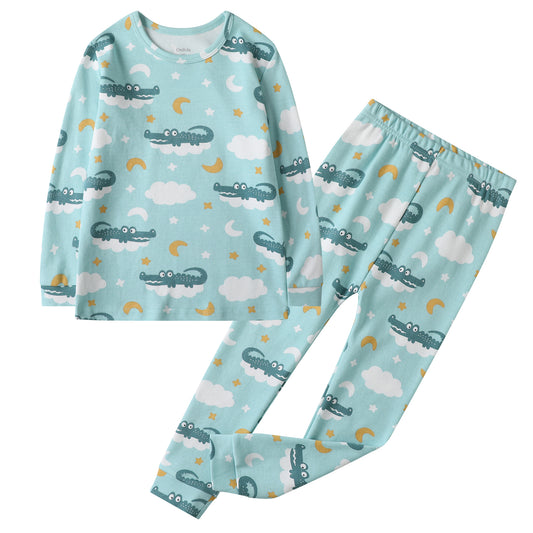 100% Organic Cotton Toddler 2 Piece Pajama Set - Crocodile