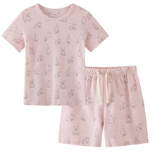 Load image into Gallery viewer, 100% Organic Cotton Toddler Summer 2 Piece short sleeve Pajama Set - Pink Rabbit