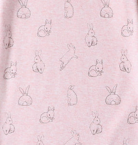 100% Organic Cotton Zip Footed Pajamas - Pink Rabbit