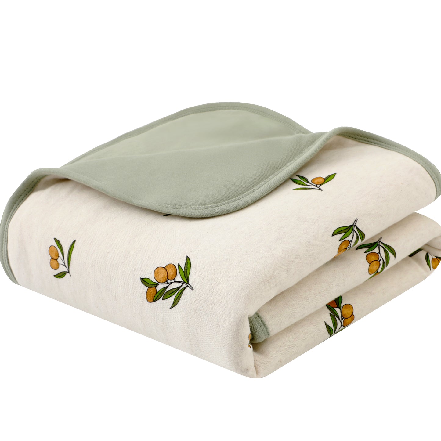 Owlivia Premium Organic Cotton Baby Blanket, Neutral Toddler Blanket with Soft Polyester Fill – Reversible Baby Infant Quilt 30"x40", Crib & Stroller Blanket(Olive Branch)