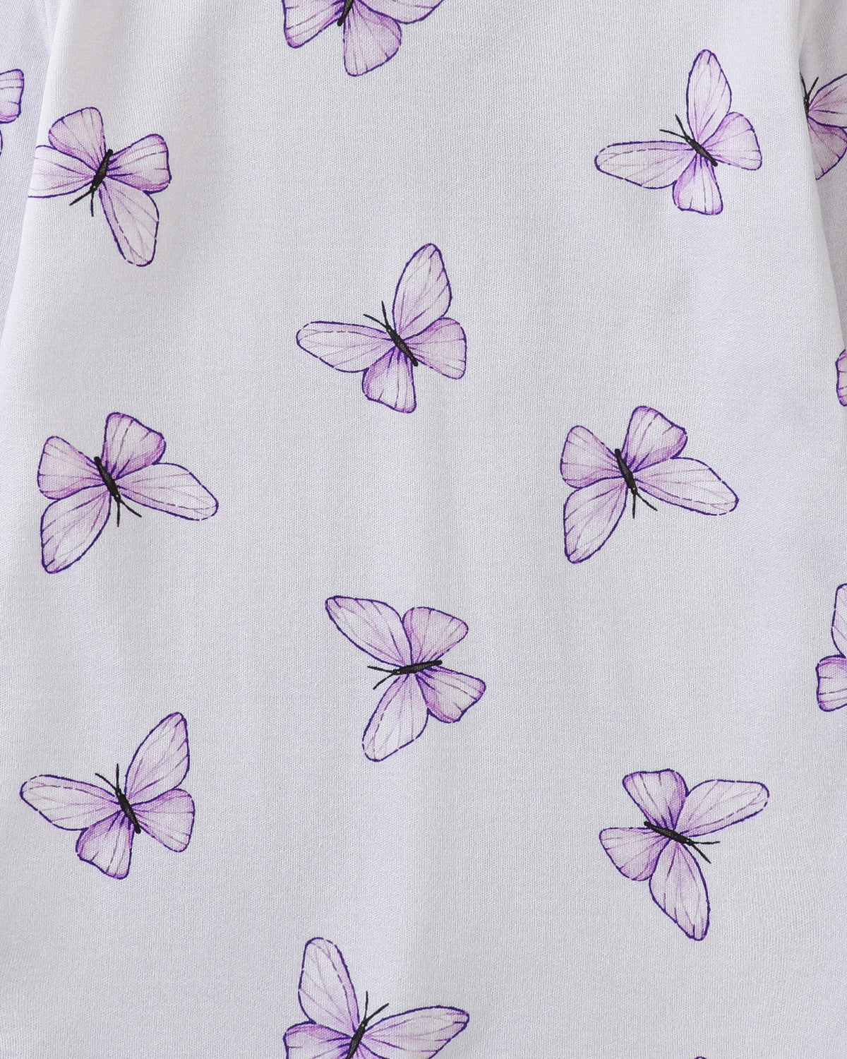 100% Organic Cotton Toddler 2 Piece Pajama Set - Lavender Butterfly
