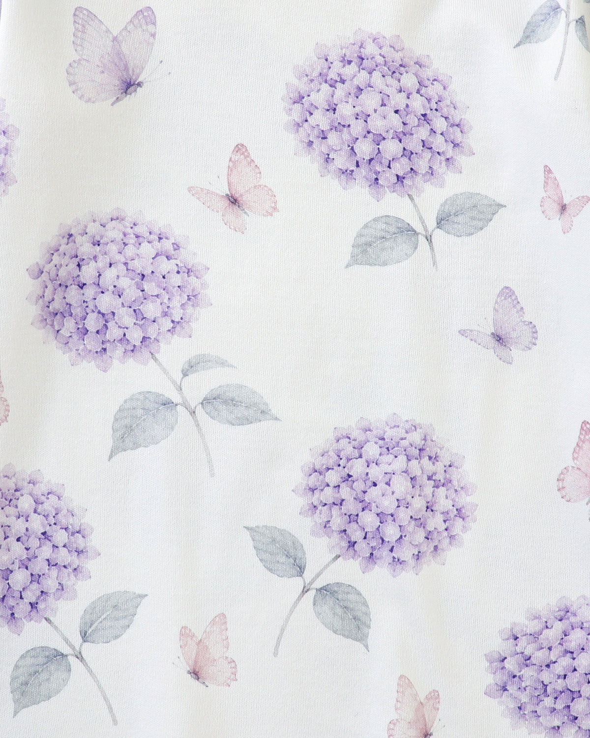 100% Organic Cotton Toddler 2 Piece Pajama Set - Lavender Hydrangea