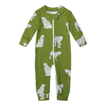 Load image into Gallery viewer, 100% Organic Cotton Zip Footless Pajamas - Green Cheetah