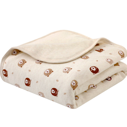 Owlivia Premium Organic Cotton Baby Blanket, Neutral Toddler Blanket with Soft Polyester Fill – Reversible Baby Infant Quilt 30"x40", Crib & Stroller Blanket(Mini Bears)