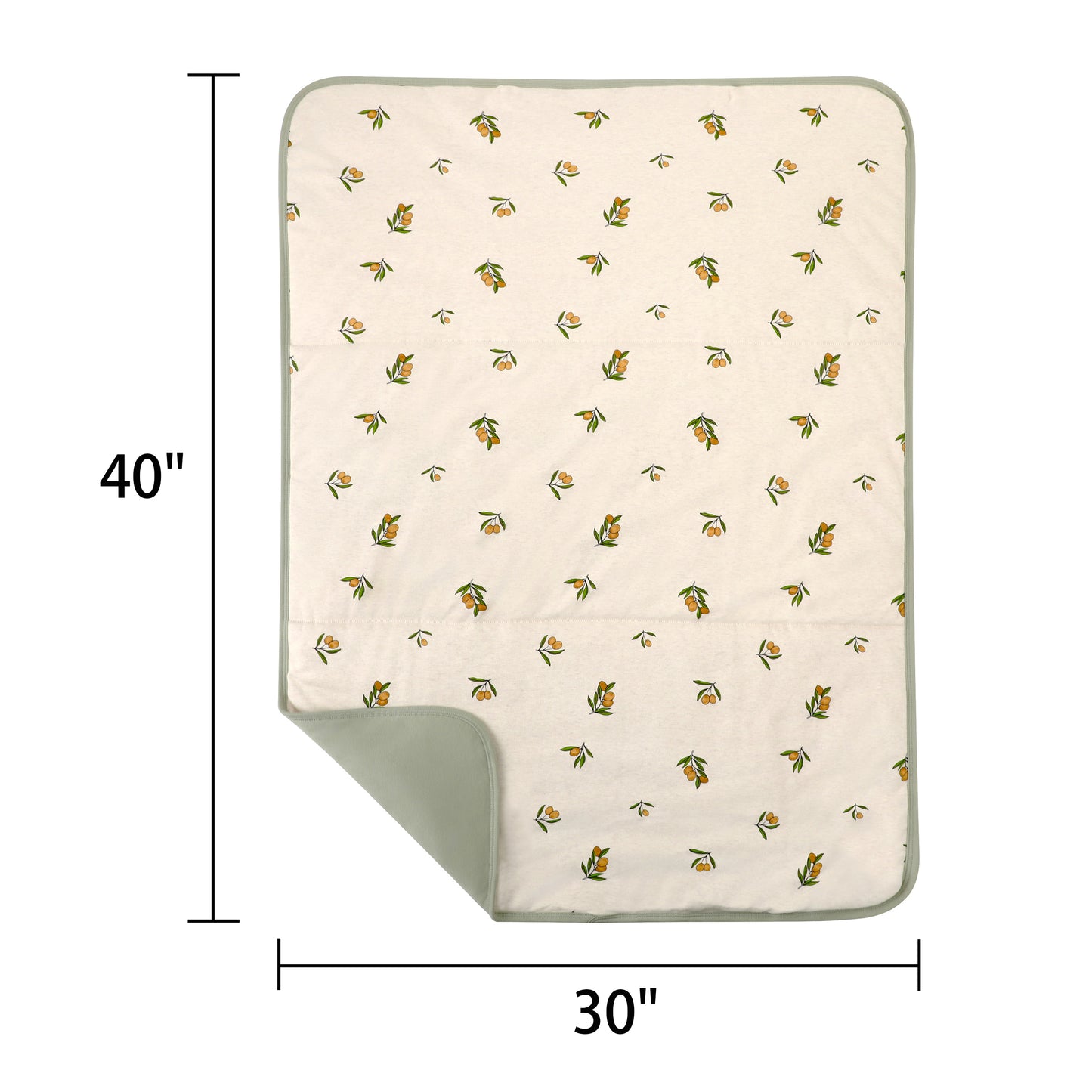 Owlivia Premium Organic Cotton Baby Blanket, Neutral Toddler Blanket with Soft Polyester Fill – Reversible Baby Infant Quilt 30"x40", Crib & Stroller Blanket(Olive Branch)