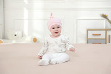 Load image into Gallery viewer, Owlivia Organic Newborn Knot Hats, Hospital Baby Beanies, Unisex Infant Caps, 3-Pack - White/Pink Melange/Feather