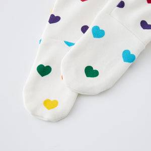 100% Organic Cotton Zip Footed Pajamas - Rainbow Hearts