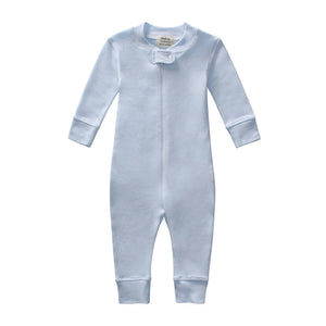 100% Organic Cotton Zip Footless Pajamas - Blue