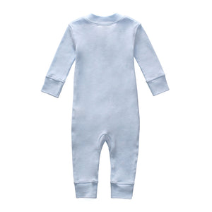 100% Organic Cotton Zip Footless Pajamas - Blue