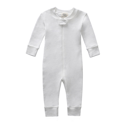 100% Organic Cotton Zip Footless Pajamas - Off White